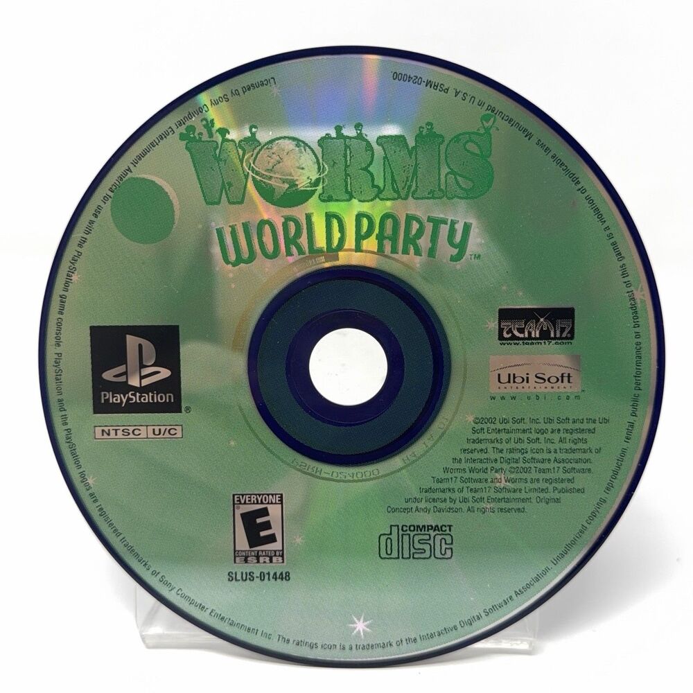 Worms World Party Sony PlayStation 1 PS1 Disc Only Refurbished Tested